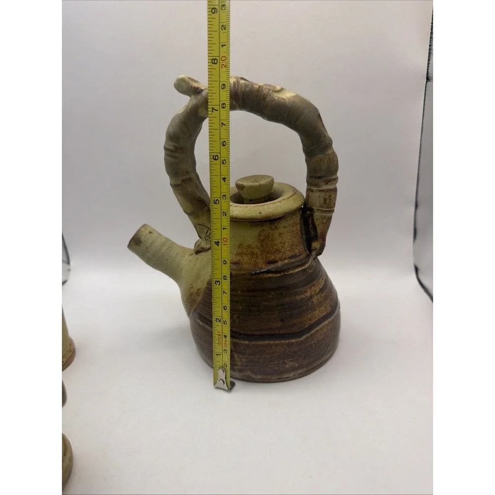 Handmade Studio Pottery Tea Set Teapot + 4 Cups Rustic Ceramic Radca Ohio
